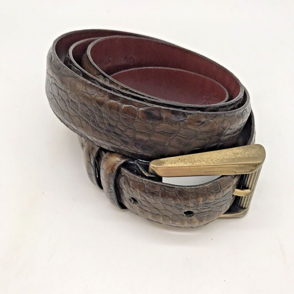 Tulliani Croc Embossed Italian Calfskin Belt Men's 46 Brown Roller Belt 2103 USA - Picture 5 of 16